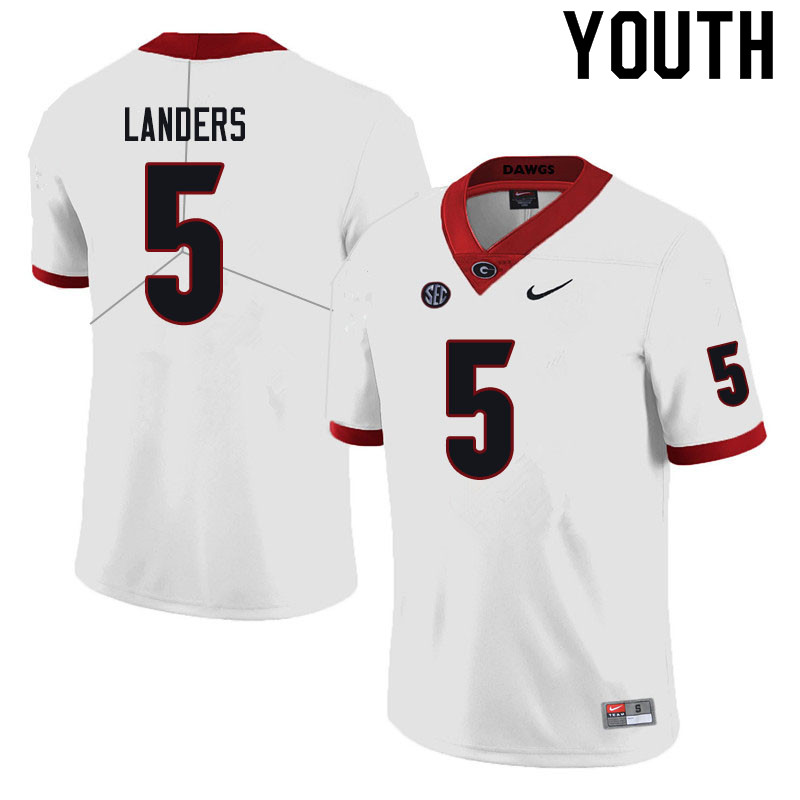 Youth #5 Matt Landers Georgia Bulldogs College Football Jerseys Sale-Black